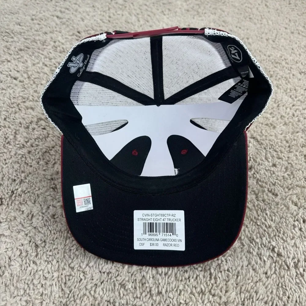 South Carolina Gamecocks Hat 47 Trucker Snapback Garnet Straight 8 Mesh Back Cap